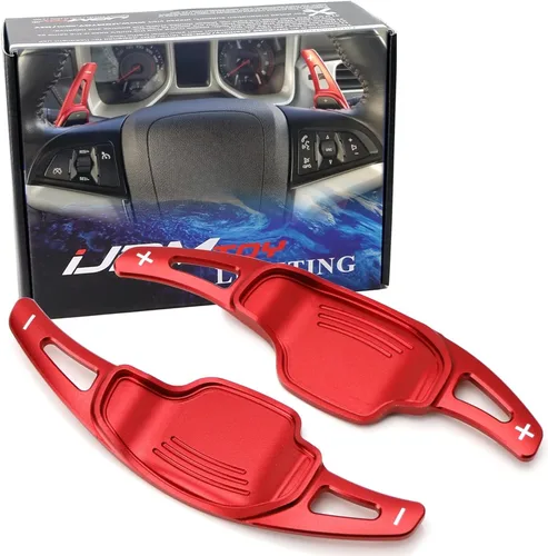 iJDMTOY Extensiones de paleta grandes de aluminio CNC Billet color rojo compatibles con Chevy Camaro 2012-15, Cadillac CT6 XT5 2016-19, Buick Regal