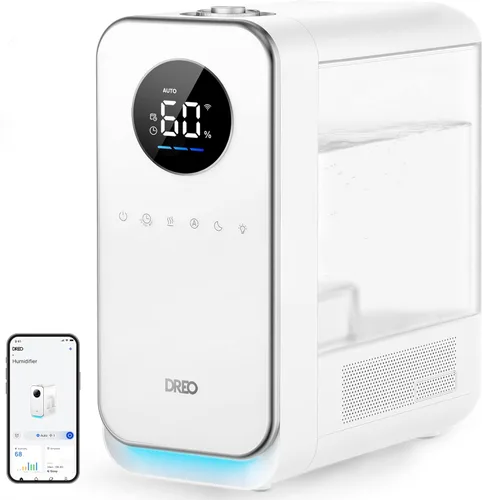 Dreo Humidificadores para recámara, humidificador inteligente de niebla fría de relleno superior y silencioso para habitación grande, tiempo de