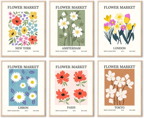 Miniatura 12 de RETRART Flower Market - Arte de pared, pósteres de Matisse e imágenes de flores, juego de impresión abstracta para dormitorio y sala de estar, 8 x