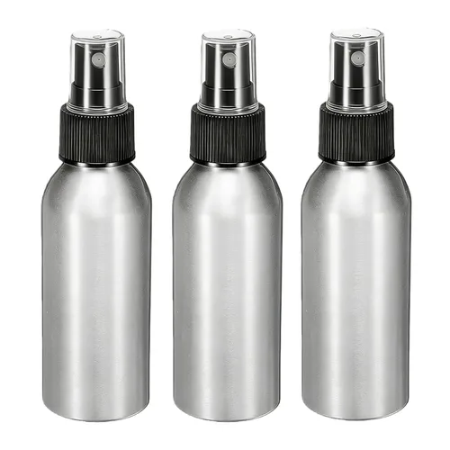 Miniatura 8 de 3 botellas de agua de aluminio, botella de spray de niebla fina con pulverizador de bomba negra, recipientes de atomizador de muestra vacía