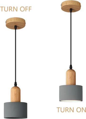 Miniatura 7 de Lámparas colgantes modernas de cemento gris, lámparas de techo de madera para cocina, isla, dormitorio, comedor, sala de estar, bar (paquete de 3)
