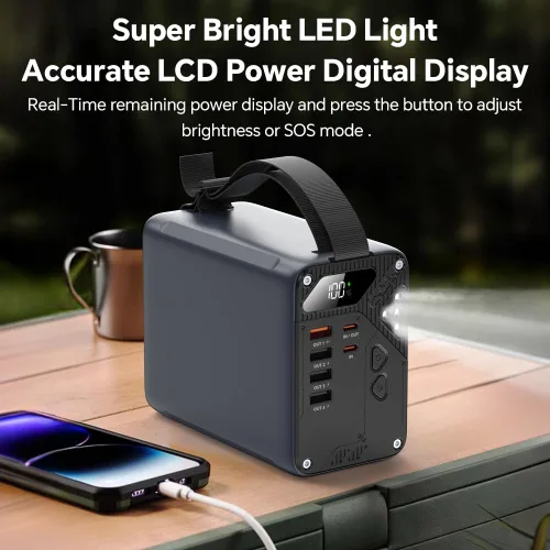 Miniatura 3 de Batería portátil de 80000 mAh PD de 30 W de alta capacidad, carga rápida, 22.5 W, USB, C, con 5 salidas y pantalla LCD, banco de batería para Gris