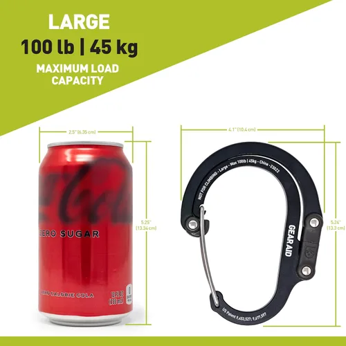 Miniatura 3 de GEAR AID HEROCLIP (grande) mosquetón y clip de gancho para colgar artículos de alta resistencia, mochilas de camping, maletas, kayaks, bicicletas