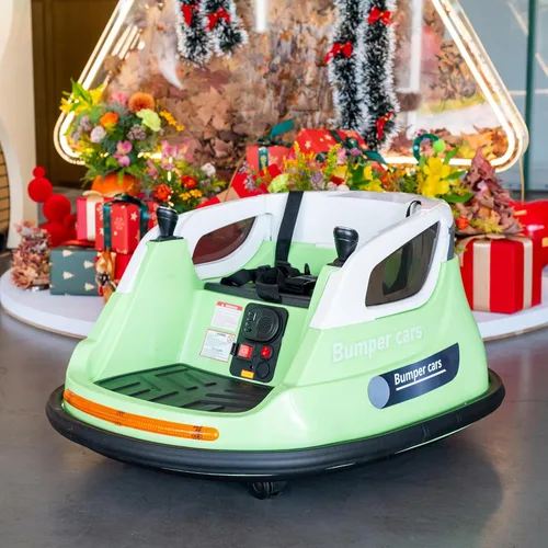 Miniatura 15 de Coche de parachoques eléctrico de 12 V para niños, juguete giratorio de 360 grados con control remoto, 2 velocidades, música Bluetooth, luces LED