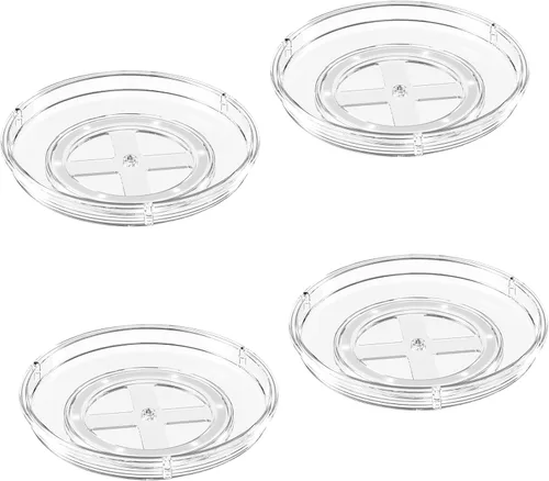 Miniatura 7 de LAMU Paquete de 4 Organizadores Lazy Susan de 9.25 pulgadas, Plataforma Giratoria Lazy Susan Transparente para Gabinete, Refrigerador, Superficie