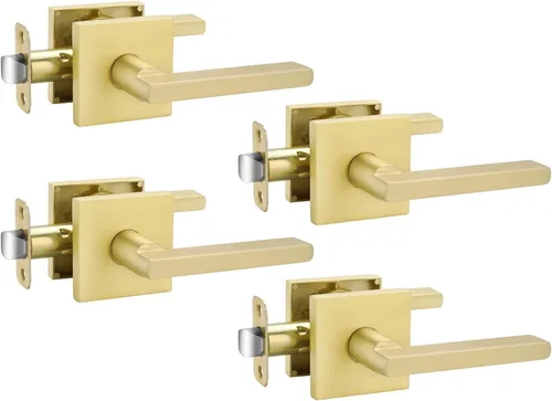 Miniatura 49 de Goldenwarm Manija de puerta simulada de oro cepillado – Palanca interior decorativa sin giro para despensa, puertas francesas y armarios (2 piezas)