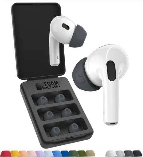 Miniatura 10 de Almohadillas de espuma viscoelástica prémium para AirPods Pro 1° y 2° generación, 3 pares, versión Black Magic 6.0, cómodas, seguras, mejor Gris