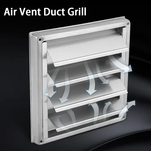 Miniatura 6 de Yosoo Rejilla de ventilación de aire de pared, acero inoxidable cuadrado secadora extractor extractor salida de ventilador plata para un máximo