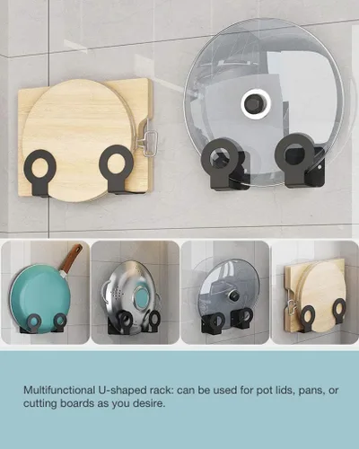 Miniatura 2 de Soporte para tabla de cortar montado en la pared de cocina, estante para tapa de olla colgante, colgador de tabla de cortar debajo del gabinete