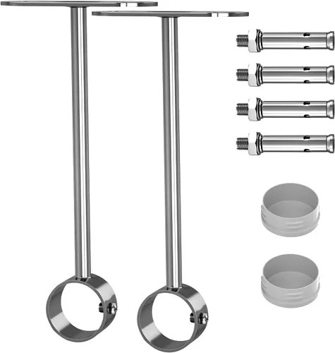 Miniatura 14 de Soportes de montaje en techo para barra de cortina de acero inoxidable, diámetro de varilla de 0.984 in/1 pulgada, acabado cromado pulido, plata, 2