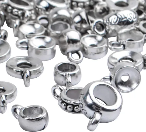 Miniatura 4 de Cuentas de plata tibetana de 3.53 oz (alrededor de 100-150 piezas) para joyería, para collares, pulseras, joyería, 5 estilos