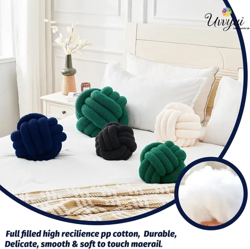 Miniatura 3 de Uvvyui Bola de almohada de nudo, almohadas decorativas suaves para el hogar, almohada redonda, almohada de felpa anudada hecha a mano, cojín redondo