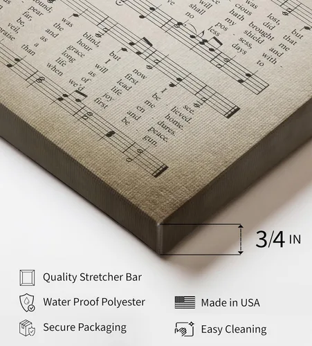 Miniatura 3 de Monem Art Amazing Grace - Lienzo con impresión de partituras de música retro, arte de himnario, regalo para hombres, mujeres y músicos, arte músico