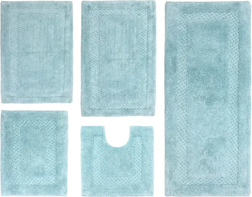 Miniatura 30 de Home Weavers Classy - Juego de alfombras de baño 100 % algodón, decoración de baño, lavable, extrasuave y absorbente, tapete de cocina, juego de Aqua