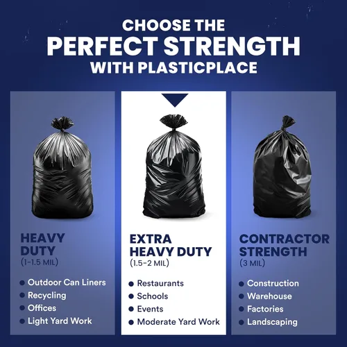Miniatura 7 de Plasticplace Bolsas de basura de 55 galones │ 1.5 mil │ Bolsas de basura negras de 38 x 58 pulgadas (75 unidades)