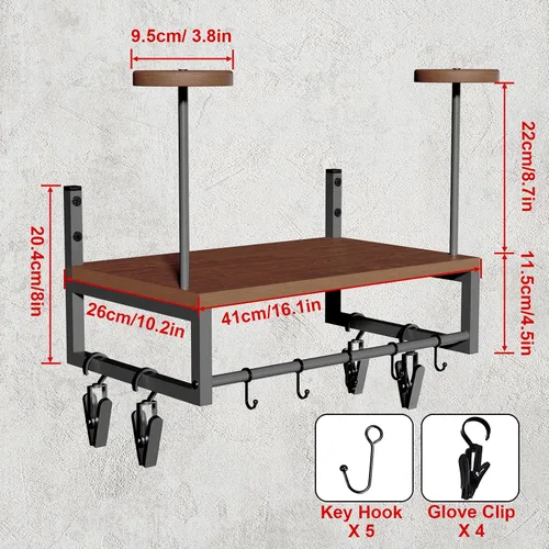 Miniatura 5 de Soporte de pared para casco, estante retro para casco con tabla de madera, 2 soportes para casco para almacenamiento de equipo de motocicleta