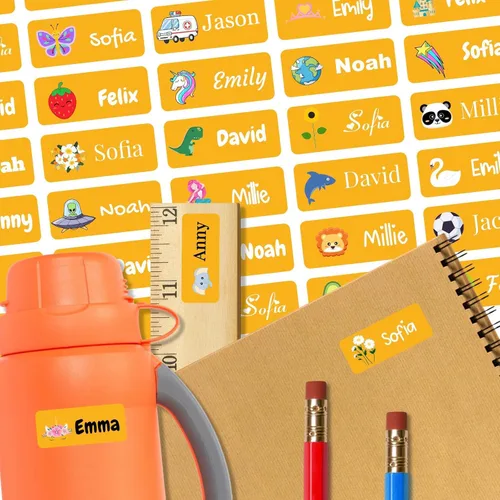 Miniatura 10 de 128 etiquetas adhesivas de nombre personalizadas para guardería, etiquetas de nombre impermeables personalizadas para niños, suministros escolares