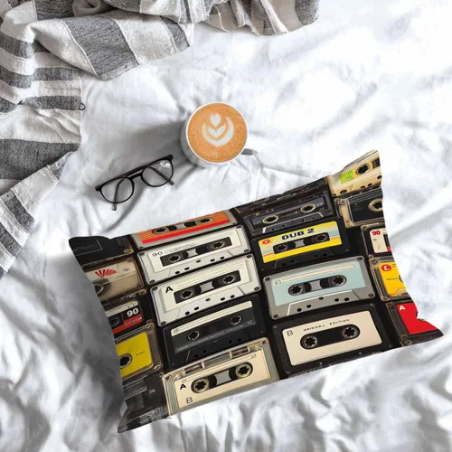Miniatura 7 de Mugod Funda de almohada decorativa de los años 80 con cintas de plástico de cassette de audio retro, funda de almohada para hombres y mujeres