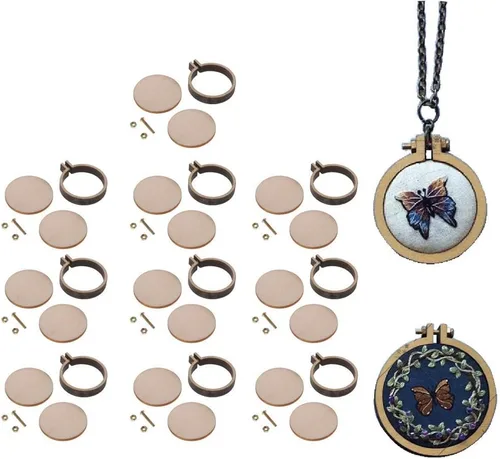 Miniatura 6 de 10 aros pequeños de madera perforados para marco de punto de cruz, bordado, artes, bricolaje, herramienta de manualidades