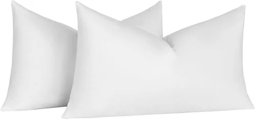 Miniatura 9 de basic home Insertos de Almohadas Decorativas de 12x20 - Insertos de Almohadas de Plumas de Plumón - Oblongo - Tela de Algodón - Juego de 2 - Blanco.