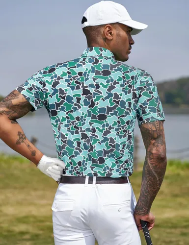 Miniatura 171 de TAPULCO Camisetas tipo polo de secado rápido para hombre, diseño de camuflaje, atléticas, ligeras, transpirables, casuales, para golf
