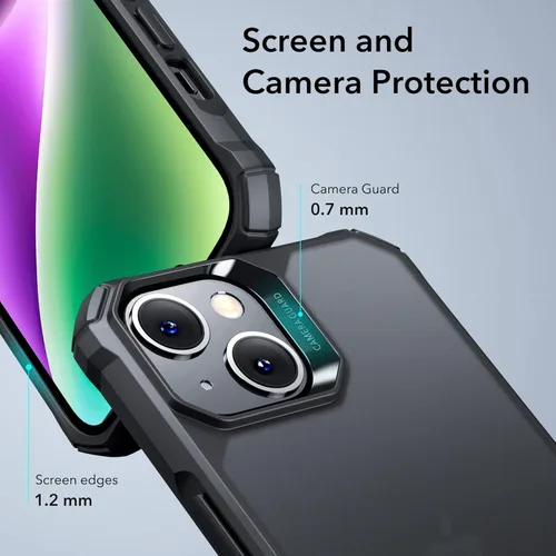Miniatura 4 de ESR Funda para iPhone 14/iPhone 13, protección de grado militar con esquinas que absorben los golpes, parte trasera acrílica resistente a los Negro