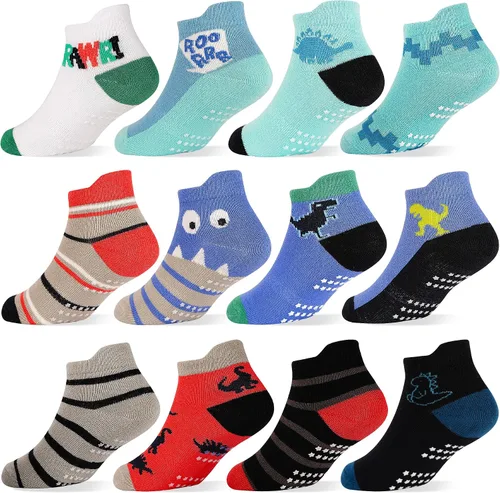 Miniatura 17 de ELUTONG - Calcetines para niños con agarre, antideslizantes, 12 pares para niños, niñas, bebés de 1 a 7 años