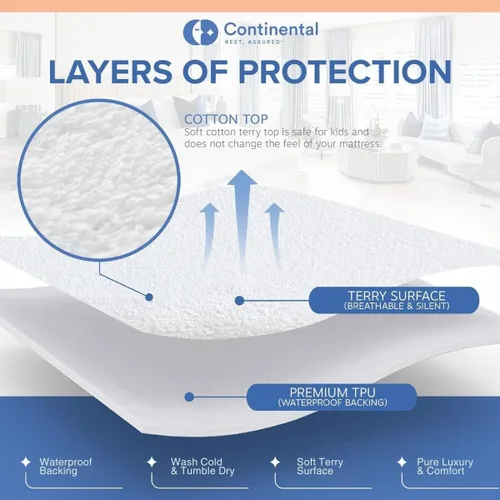 Miniatura 6 de Continental Bedding Protector de colchón de tela de rizo cómodo y protección impermeable