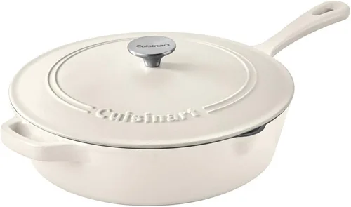 Miniatura 14 de Cuisinart Freidora de pollo de hierro fundido de 12 pulgadas con tapa, capacidad de 4.5 cuartos de galón, interior esmaltado de porcelana, apta