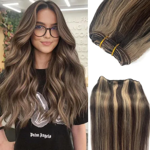 Miniatura 23 de Extensiones adhesivas rubias de cabello humano brasileño grado 9A, #60 rubio platino, cinta en 12 pulgadas, 20 unidades por juego, extensiones
