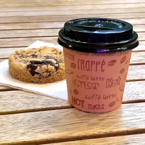 Miniatura 7 de Vasos de papel espresso desechables de 4 onzas con tapas negras, 50 juegos, impresión, tomas de muestra de porciones pequeñas (50, impresión)