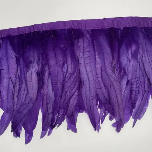 Miniatura 15 de Sowder Borde de flecos de plumas de gallo de 8 a 10 pulgadas de ancho para decoración de manualidades, paquete de 1 yarda (negro)