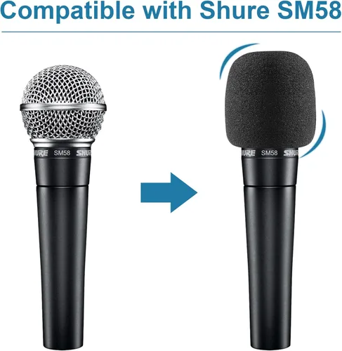 Miniatura 3 de ChromLives, 6 unidades de parabrisas para SM58, 6 unidades, filtro pop de espuma para Shure SM58 SM48, repuesto para reducción de ruido, color negro