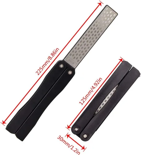 Miniatura 2 de 2 piezas de piedra de afilar de cuchillos de diamante de bolsillo de grano 400/600, afilador portátil de mano de doble cara para cocina, jardín