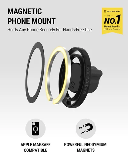 Miniatura 2 de Scosche MagicMount MS 5 en 1 MagSafe - Soporte de teléfono para ventilación del automóvil, tablero y parte posterior de la pantalla para pantallas
