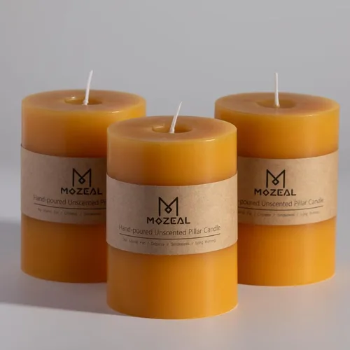 Miniatura 76 de MOZEAL Velas grandes sin perfume vertidas a mano de 3 x 8 pulgadas, sin humo, juego de 2, combustión lenta, sin goteo, aproximadamente 150 horas