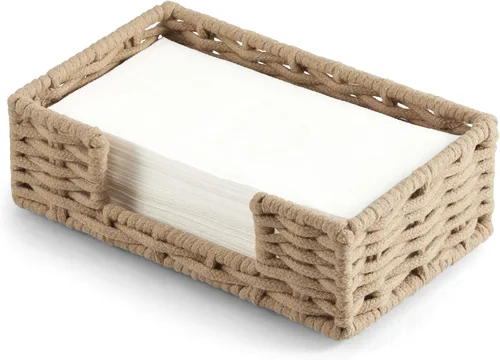 Miniatura 16 de Servilletero para mesa, servilleteros de cuerda de papel tejida para servilletas de papel, servilleteros de mimbre para mesa de cocina, decoración