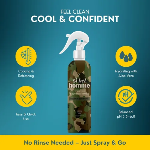 Miniatura 4 de [pH4] Si Bel Homme - Spray de área íntima para hombre, sin enjuague, niebla de limpieza diaria con aloe vera, ácido hialurónico y ácido láctico