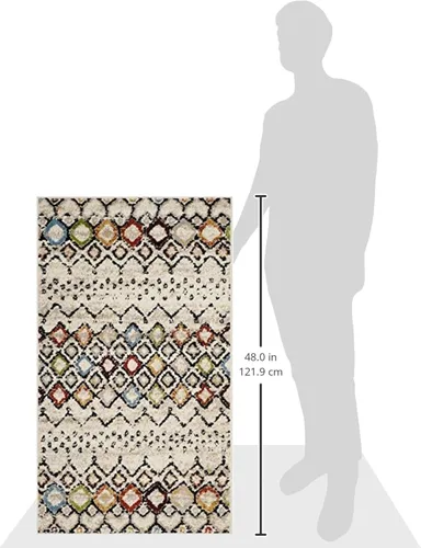 Miniatura 2 de SAFAVIEH Amsterdam Collection - Alfombra de acento de 2'3" x 4', color marfil y multicolor, diseño bohemio marroquí, no desprende pelusa y de fácil