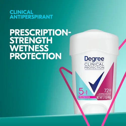 Miniatura 4 de Degree Clinical Protection - Desodorante antitranspirante 5 en 1, paquete de 3, 72 horas de protección contra el sudor y el olor, 1.7 onzas