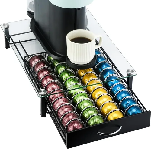 Soporte para cápsulas de café con capacidad para Nespresso Vertuoline, Casual, Negro
