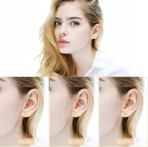 Miniatura 4 de Juego de 780 aretes de bola, hipoalergénicos, de 4/5/0.236 in, redondos, con lazos, suministros para aretes de mariposa y parte trasera de silicona