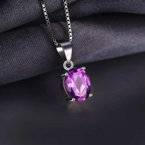 Miniatura 3 de JewelryPalace Juego de collar con colgante solitario de piedra preciosa natural, granate, peridoto amatista, citrino, topacio azul, piedra natal