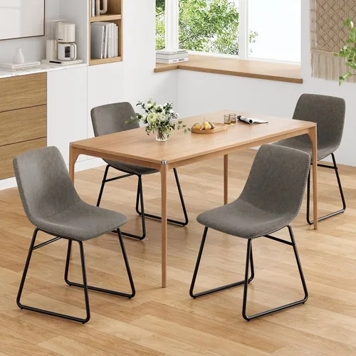 Miniatura 7 de Soohow Juego de 4 sillas de comedor modernas de mediados de siglo, sillas de cocina tapizadas de piel sintética con patas de metal, cómodas sillas