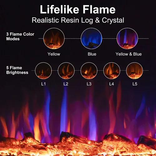 Miniatura 3 de Insertos de chimenea eléctrica inteligente de 36 pulgadas, calentador eléctrico empotrado y montaje en pared y chimenea lineal con aplicación