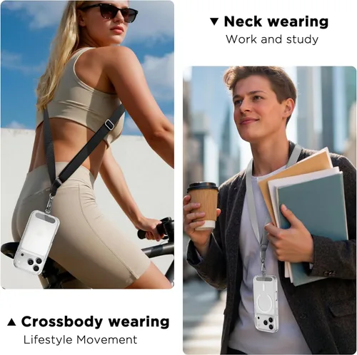 Miniatura 7 de CACOE Paquete de 2 cordones para teléfono, 2 correas ajustables para el cuello, 2 parches, cordones universales multifuncionales compatibles