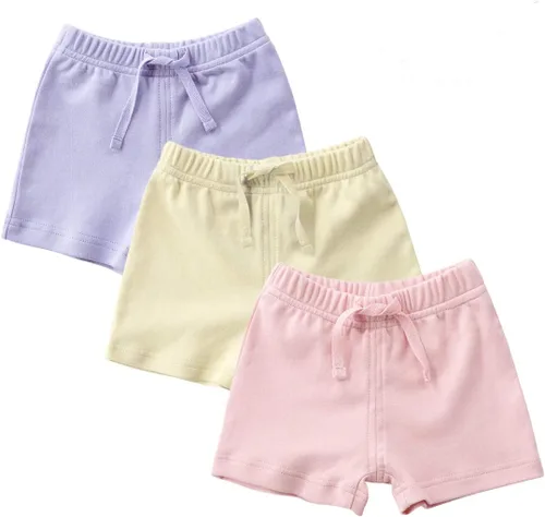 Teach Leanbh Unisex-Baby 3-Pack Algodón Soild Color Short con Cordón 3-24 Meses