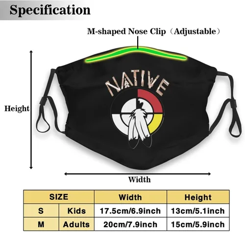Miniatura 2 de Native American Medicine - Mascarilla reutilizable para adultos, color negro, Negro
