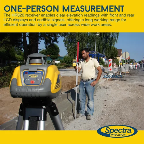 Miniatura 5 de Spectra Precision LL100N Nivel láser, láser autonivelante con receptor HR320, abrazadera de varilla C59, baterías alcalinas, estuche de transporte