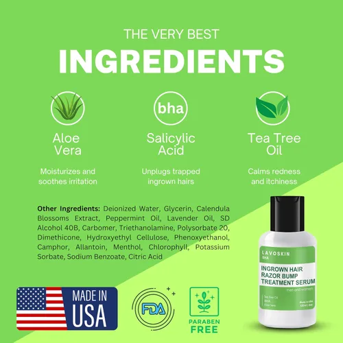 Miniatura 7 de Lavo Tea Tree Gel con ácido salicílico - MEJOR Tratamiento para vellos encarnados - Elimina topetones de la maquinilla de afeitar y quemaduras